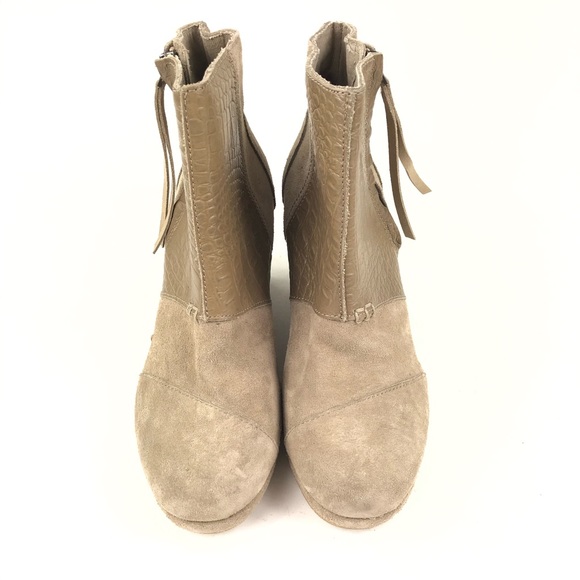 Toms Desert Wedge High Taupe Suede Heel Size 7 - Picture 5 of 7